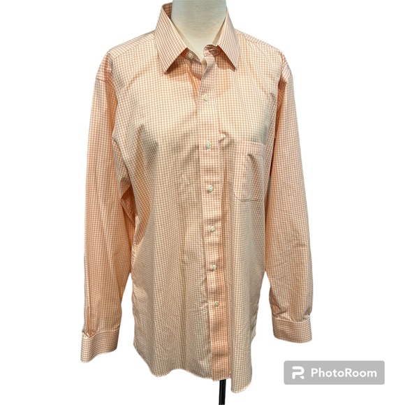 BROOKS BROTHERS Milano Orange Cream Check Plaid Button‎ Down Shirt (16.5-34) - Picture 1 of 7